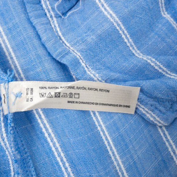 Anthropologie XS Striped Pajama Buttondown Blue - Picture 7 of 9